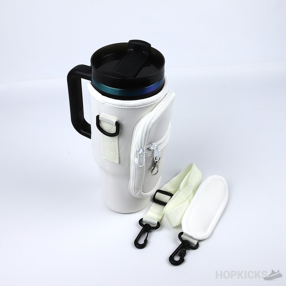 Bottle Cover With Phone Pocket White Color