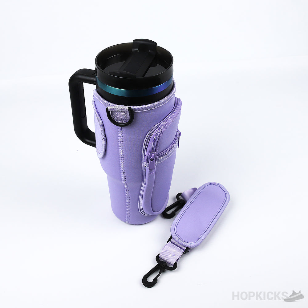 Purple Color Water Bottle Carrier Bag With Phone Pocket