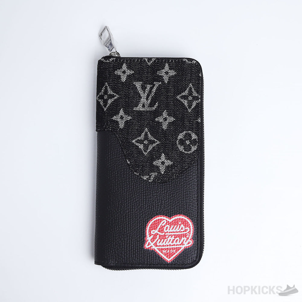 LV Zippy Vertical Denim Leather Wallet