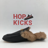 Gucci Fur Lined Leather Loafer Slides - Photo 4