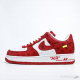 LV x Air Force 1 Low By Virgil Abloh White Red (Dot Perfect) - Photo 1