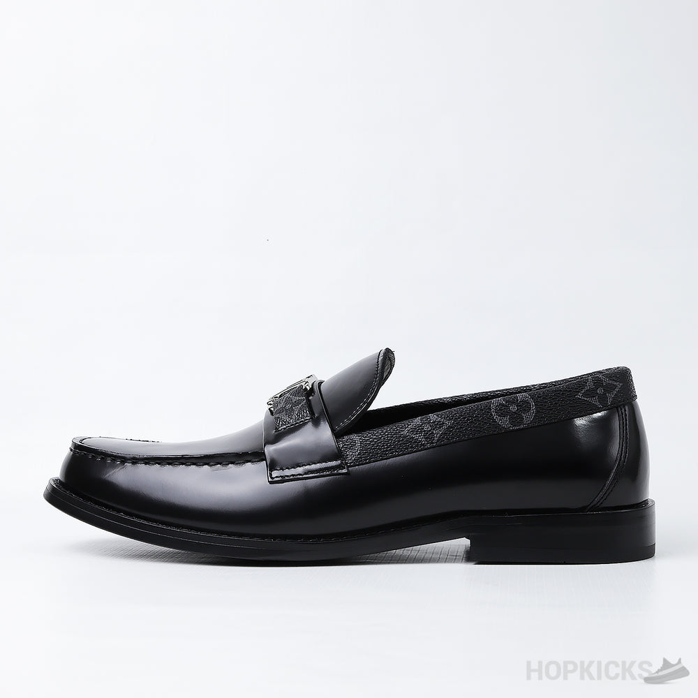 LV Major Side Monogram Black Loafers (Dot Perfect)
