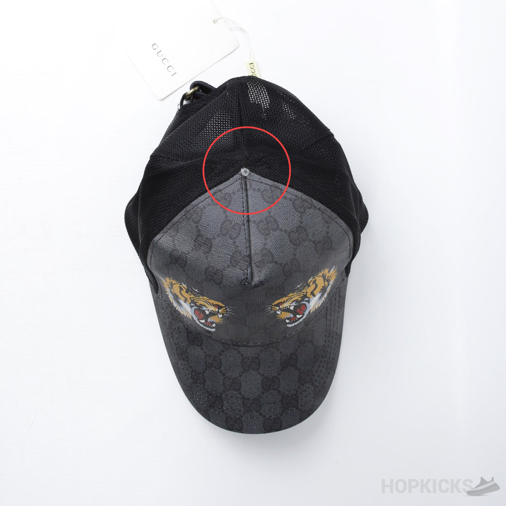 Gucci Tigers Print GG Supreme Baseball Grey Cap (Minor Fault)