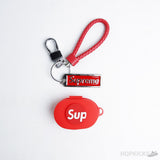Supreme Earbuds Case Red And Black Square keychain - Photo 3