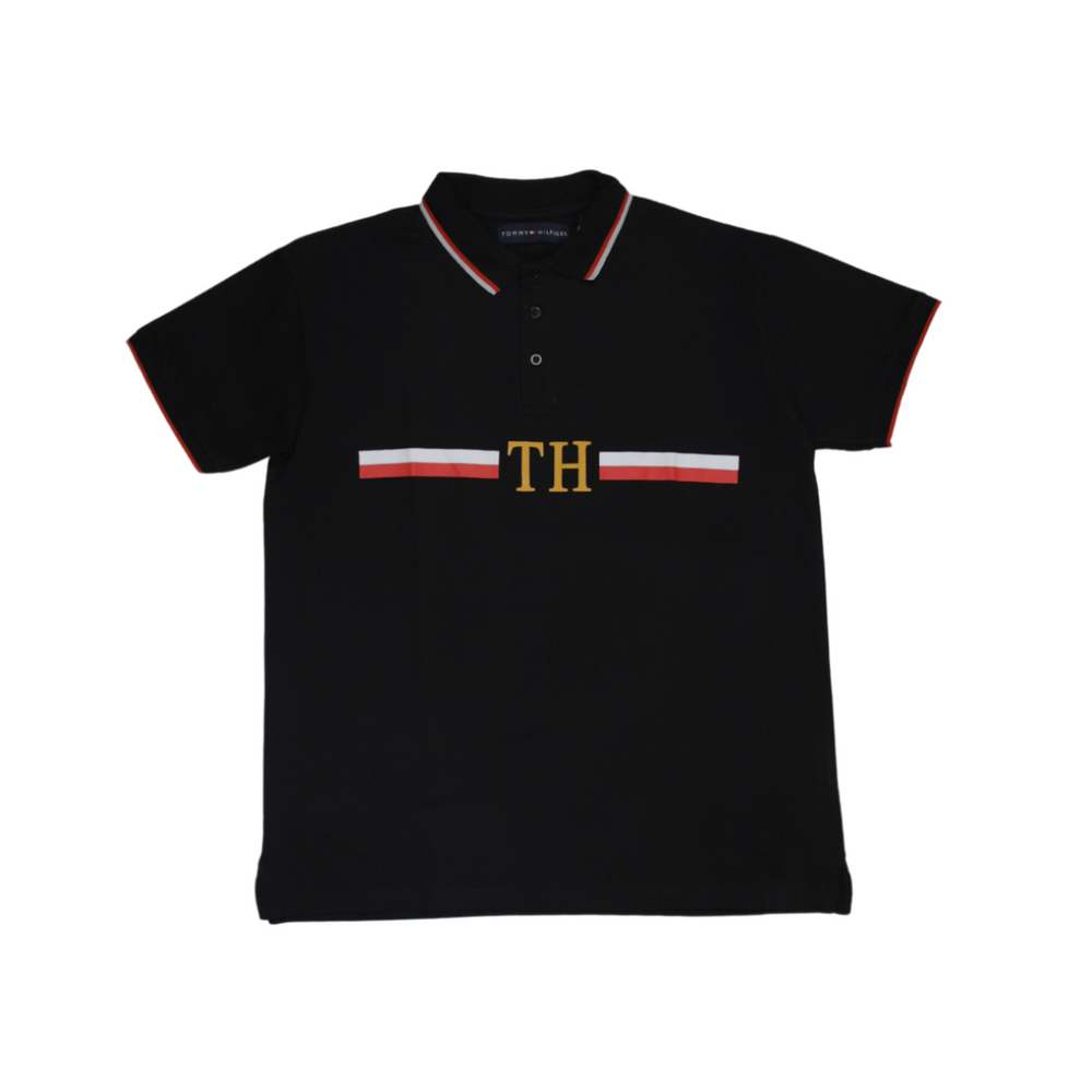 Tom Hilfiger Stripped Black Polo T-Shirt (Economy Batch)