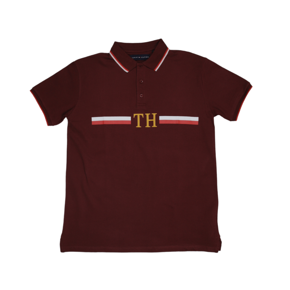 Tom Hilfiger Stripped Red Polo T-Shirt (Economy Batch)