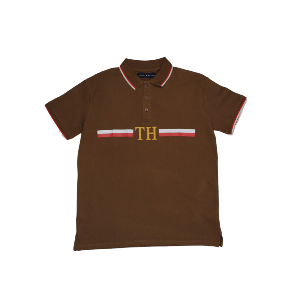 Tom Hilfiger Stripped Brown Polo T-Shirt (Economy Batch)