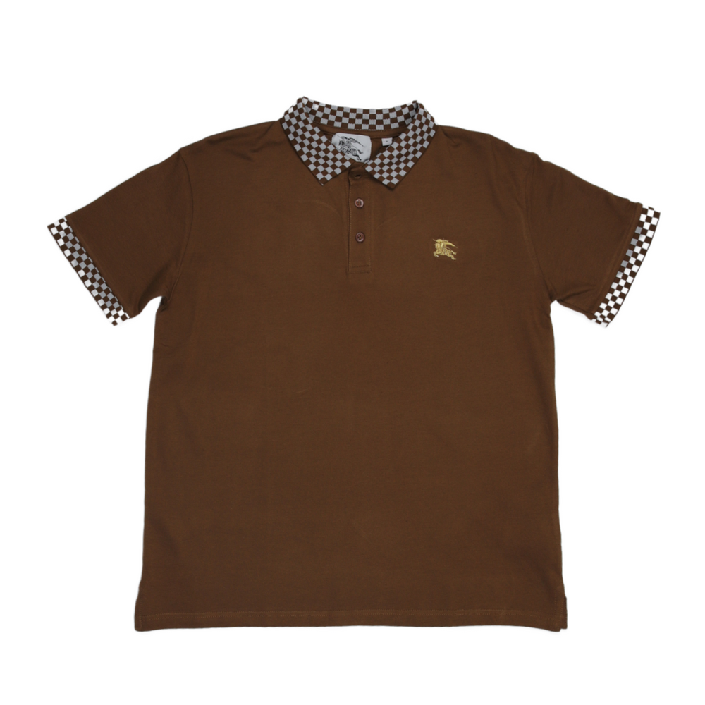 Burberry Brown Checkered Collar Polo T-Shirt (Economy Batch)