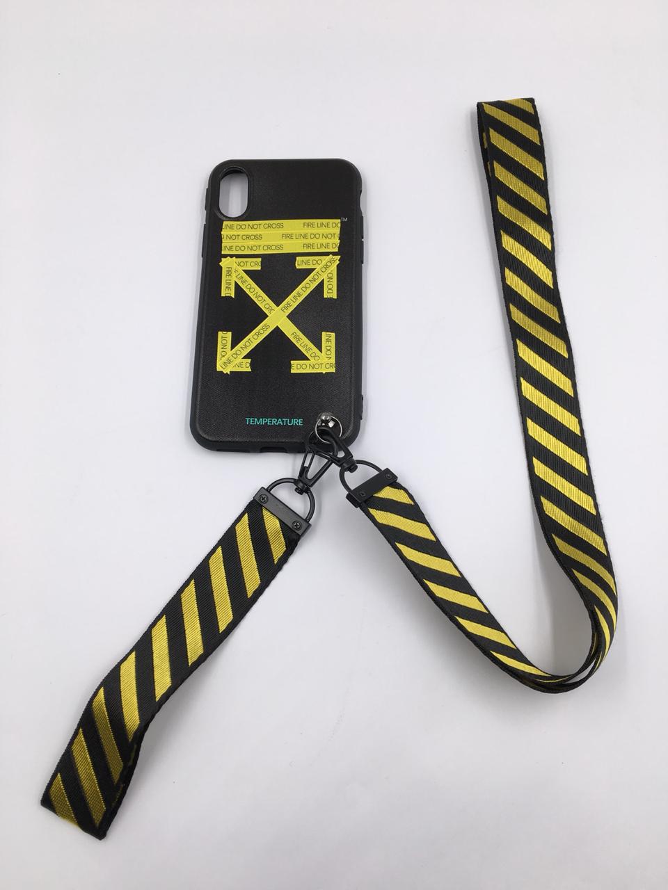 Off WhiteFire Tape Black Iphone Cover