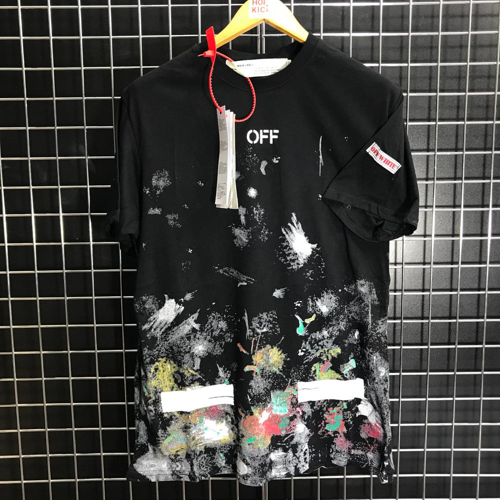 OFF WHITE FIRE WORKS T shirt tag on sleeves
