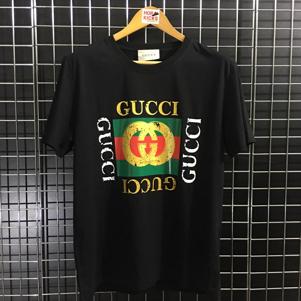 GG Box Logo Glossy Gold Tee Black