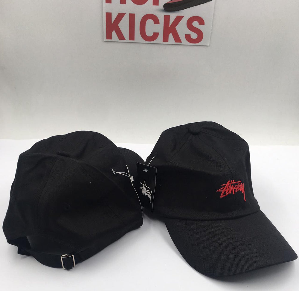 Stussy Black Embroidered Red