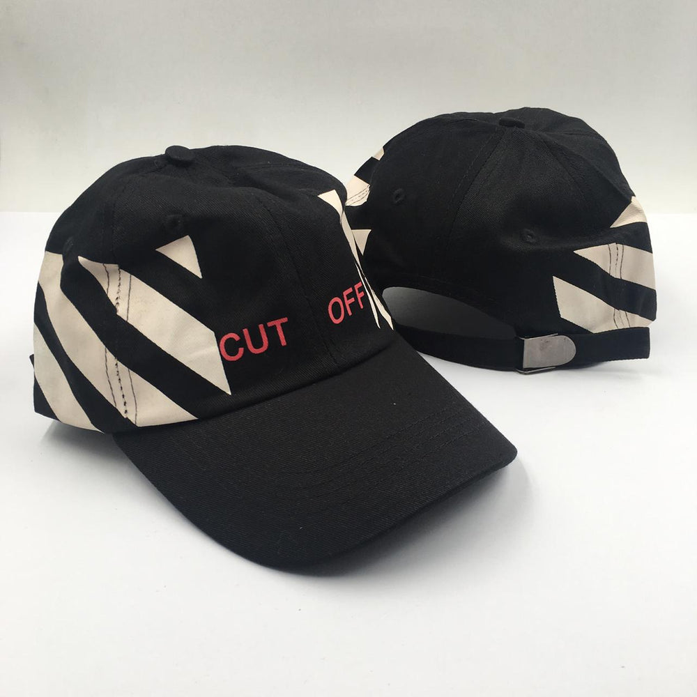 Off-White Cut Off Cream Striped Baseball Cap
