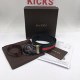 GG Signature Striped Black Buckle Belt - Photo 2