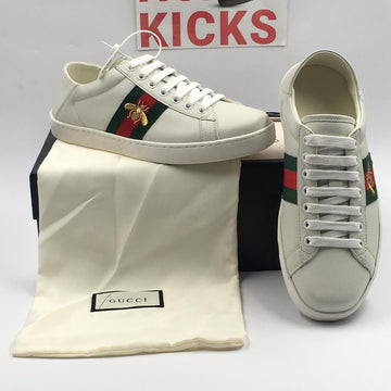 GG White Ace Bee Sneakers [Heel Fold] [Dot Perfect]