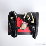 Air Jordan 1 High Patent Black Metallic Gold (Dot Perfect) - Photo 3