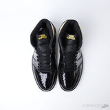 Air Jordan 1 High Patent Black Metallic Gold (Dot Perfect) - Photo 2