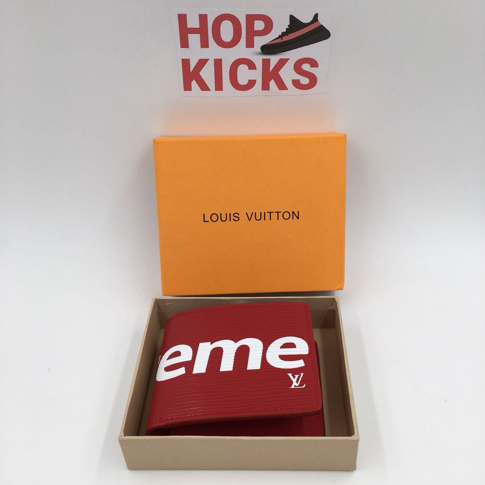Supreme x LV Slender Wallet Red