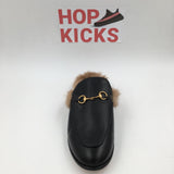 Gucci Fur Lined Leather Loafer Slides - Photo 7