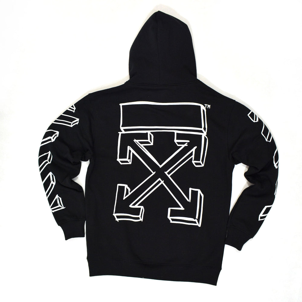 Off-White 3D Marker Line Arrows Hoodie Black [Hop Batch]