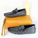 LV Black Checkered Moccasins [Premium Batch] - Photo 1